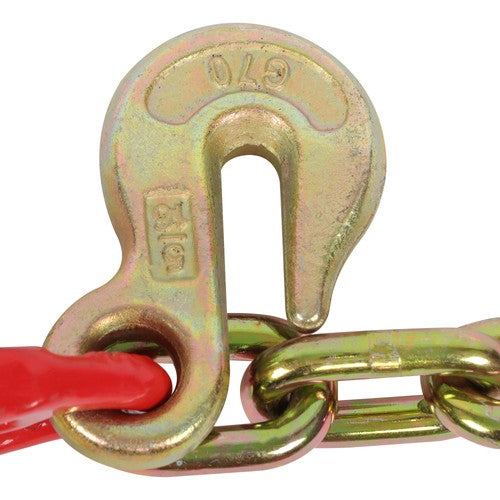 Solid Spare G80 5/16" x 2' V Type Towing Chain Bridle with 15" J and Grab Hooks Steel New