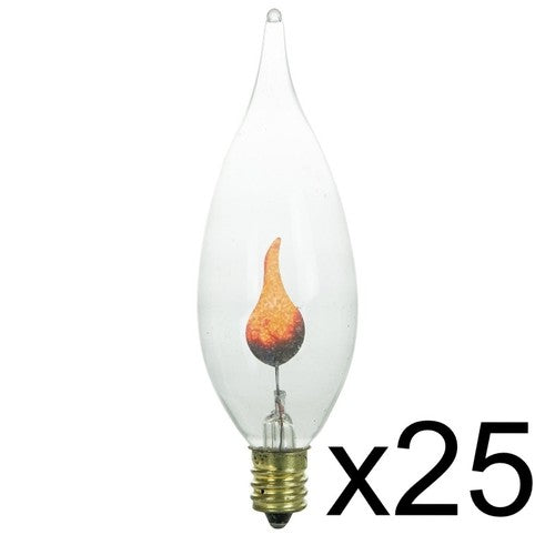 Solid Spare (25) Flicker Flame Light Bulbs Flame Shape Candelabra Base - Wholesale Lot 3C32