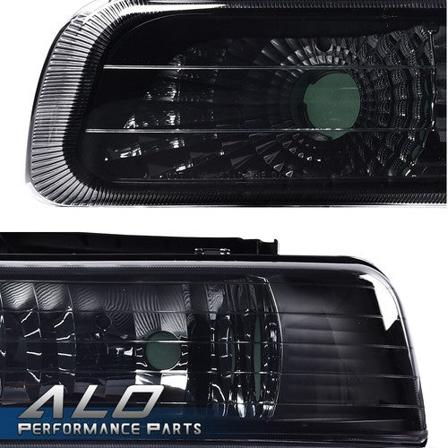 Solid Spare Fit For 1999-2002 Chevy Silverado Smoke Lens Black Housing Headlights Headlamps