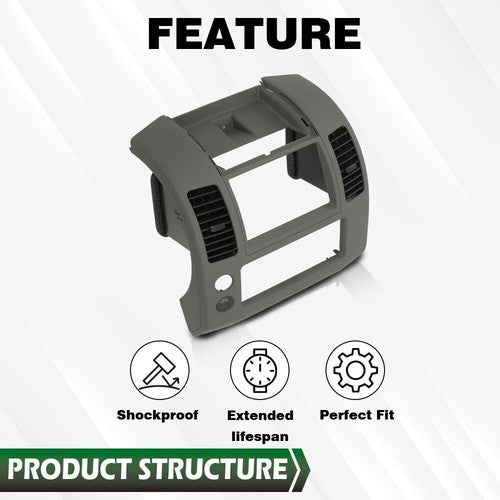 Solid Spare Center Dash Console Instrument Panel Bezel Gray Fit For 05-20 Nissan Frontier