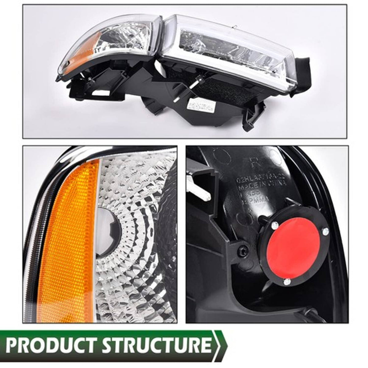 Solid Spare Fit For 1994-02 Dodge Ram 1500 2500 3500 Chrome Headlights LED Tube C Light Bar