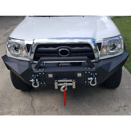 Solid Spare For Toyota Tacoma 2005-15 Front Bumper Steel w/Winch Plate&LED Lights&Skid Plate