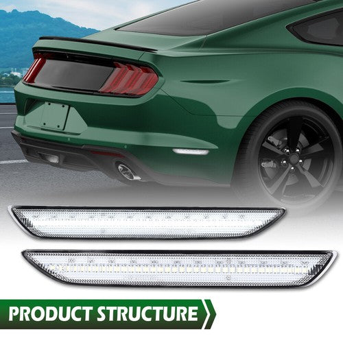 Solid Spare Fit For 2015-2022 Ford Mustang LED Rear Side Marker Lights Clear Left+Right