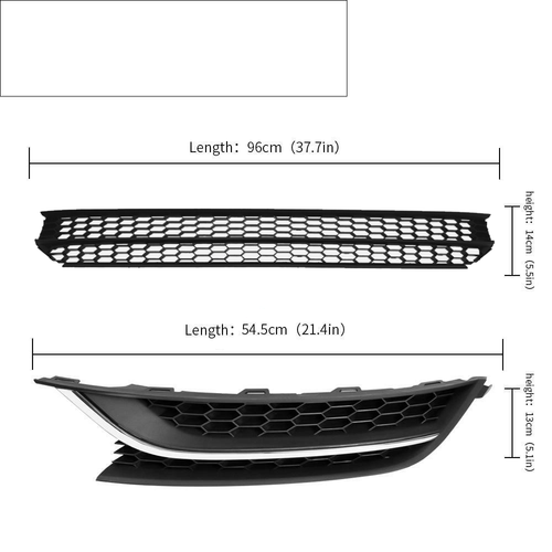 Front Bumper Lower Grille & Fog Light Bezel Cover LH+RH Fit 2012-2015 VW Passat