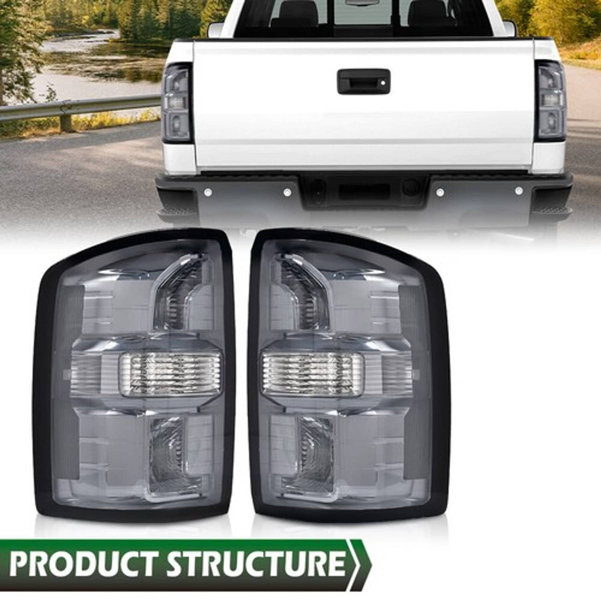 Solid Spare Fit For 16-2018 GMC Sierra 1500/16-19 2500 3500 HD Tail Lights Brake Lamps Smoke