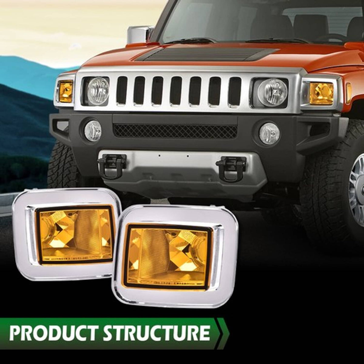 Solid Spare Fit For 2003-2008 H2 Hummer Amber Lens Front Turn Signal Light Parking Lamp