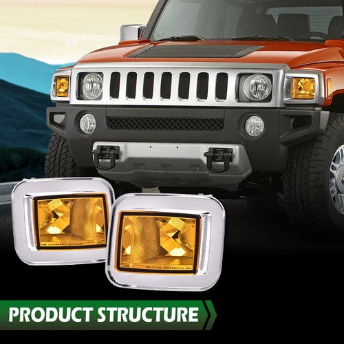 Solid Spare Fit For 2003-2008 H2 Hummer Amber Lens Front Turn Signal Light Parking Lamp
