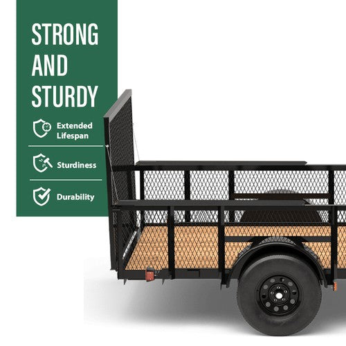 Solid Spare 2 Sided Tailgate Utility Trailer Gate & Ramp Lift Assist System 350 Pounds Black