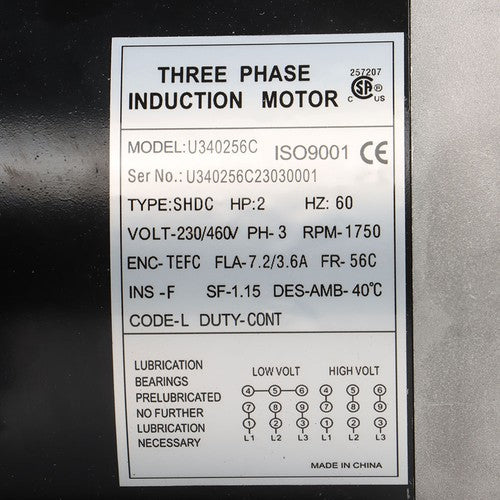Solid Spare 1800 RPM 2 HP General Electric Motor 3 Phase 56C Frame TEFC 230 / 460 Volt New