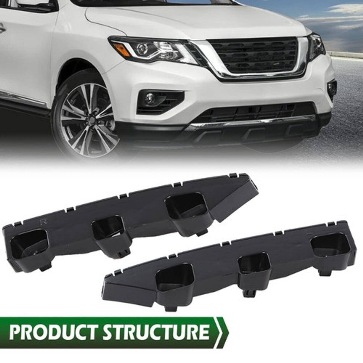 Solid Spare Fit For 2013-2019 Nissan Pathfinder Front Outer Bumper Cover Bracket Left+Right