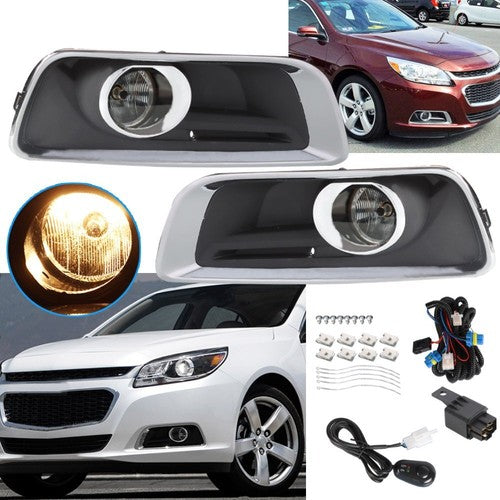 Solid Spare Left+Right Fog Lights Halogen Lamp Clear Lens+Switch For Chevrolet Malibu 13-15