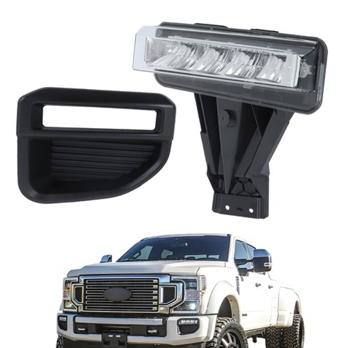 Solid Spare Front Left Side LED For Ford F250 F350 F450 Super Duty 2020-22 Chrome Fog Light