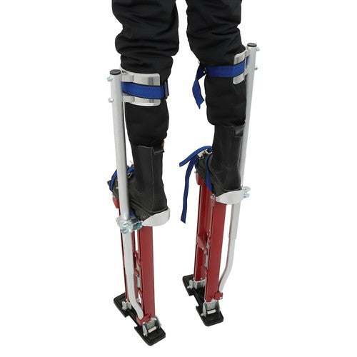 Solid Spare Aluminum Drywall Adjustable Height Stilts Tool For Painter Taping Red 24"-40"