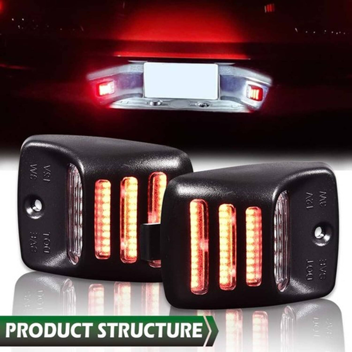Solid Spare Full LED License Plate Light Fit For 2005-2015 Toyota Tacoma Tundra Red