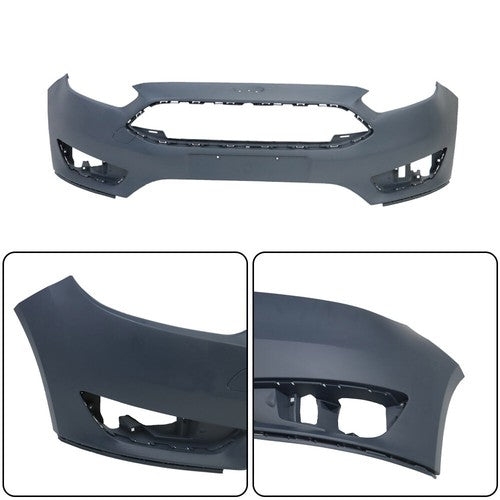 Solid Spare For Ford Focus 15-2018 Front Bumper Cover+Upper Grille w/Fog Light (Cover) Pair