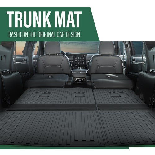 Solid Spare TPE Floor Mats Fit For 24-26 Chevy Traverse 7 Seats Cargo Liner w/Backrest Mat
