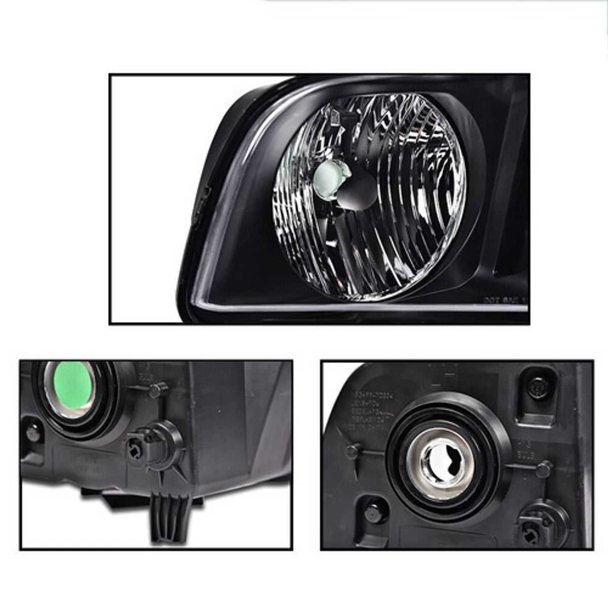 Solid Spare New Fit For 2005-2009 Ford Mustang Right Passenger Side Headlight Assembly Black