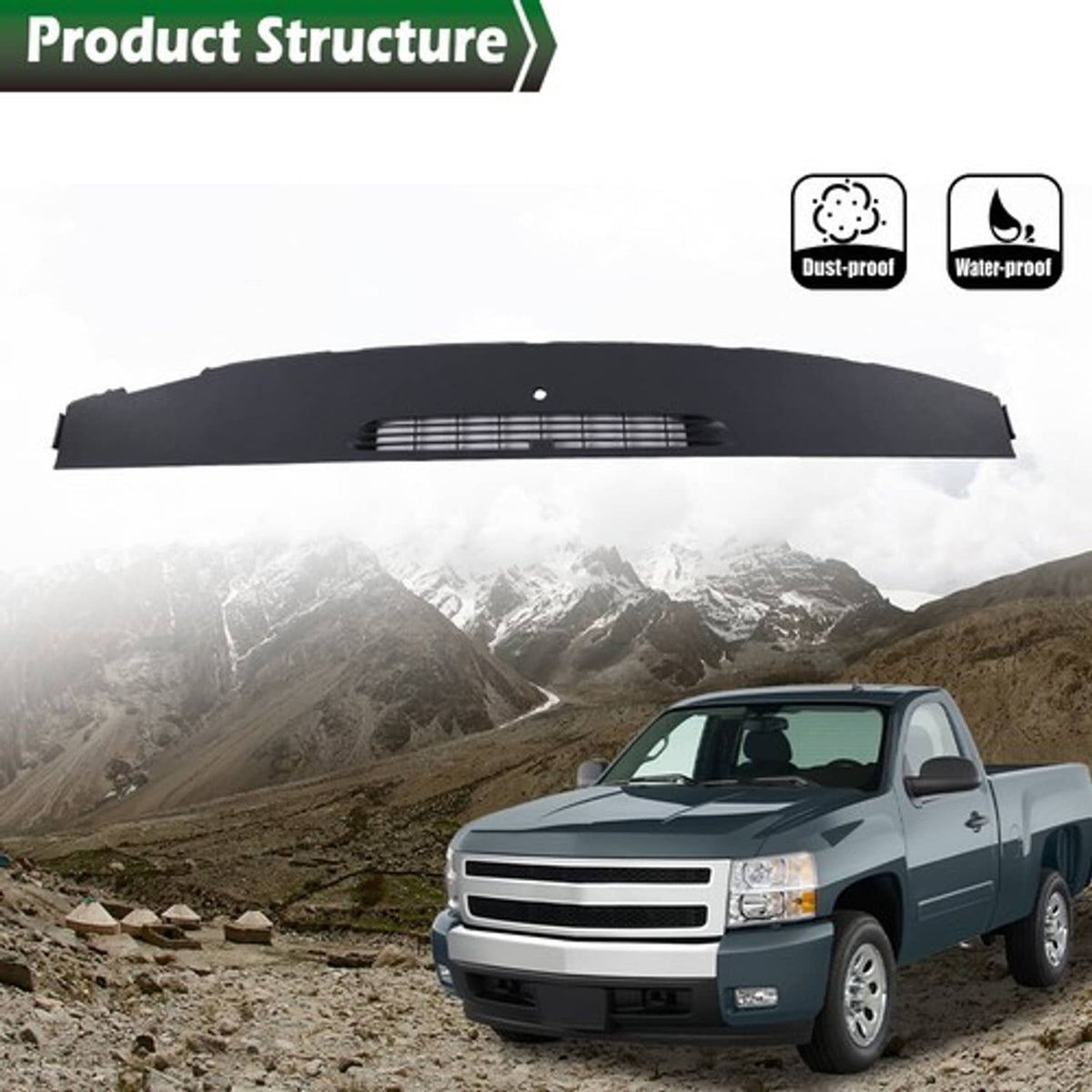 Solid Spare Fit For 07-13 Escalade Silverado Sierra Dash Panel Defrost Vent Cover Grille
