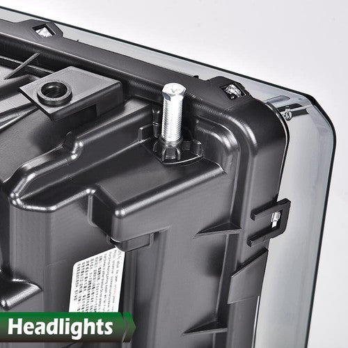 Solid Spare Fit For 2005-2007 F250 F350 F450 Super Duty LED DRL Headlights Headlamps Smoked