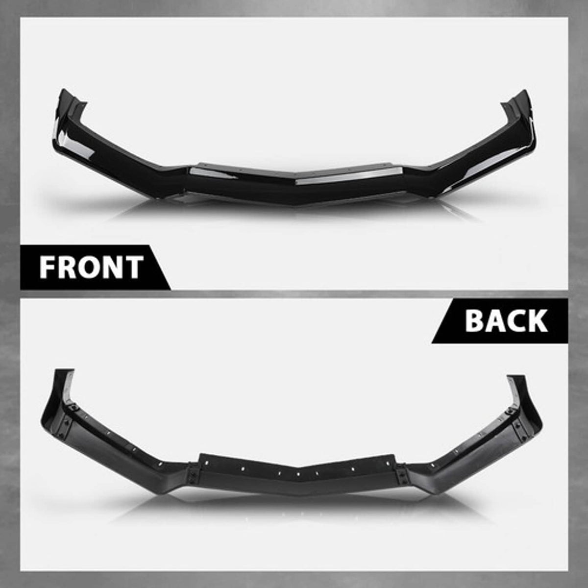 Solid Spare Fit For 2020-2025 Corvette C8 5VM Style Front Bumper Lip Splitter Glossy Black