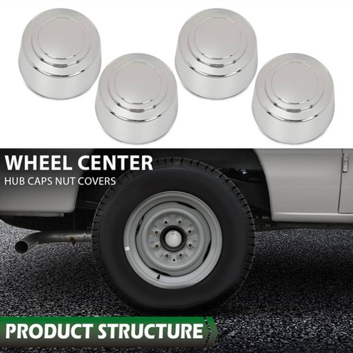 Solid Spare 4X 16 Inch Wheel Center Hub Caps Rim Nut Covers Fit For Ford Truck 8 Lug