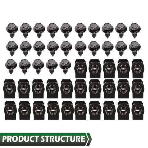 Solid Spare New 5/16-18 x 7/8" x 3/4" Washer 1/2" Hex Head Fender Bolts & U Nuts Body Kit