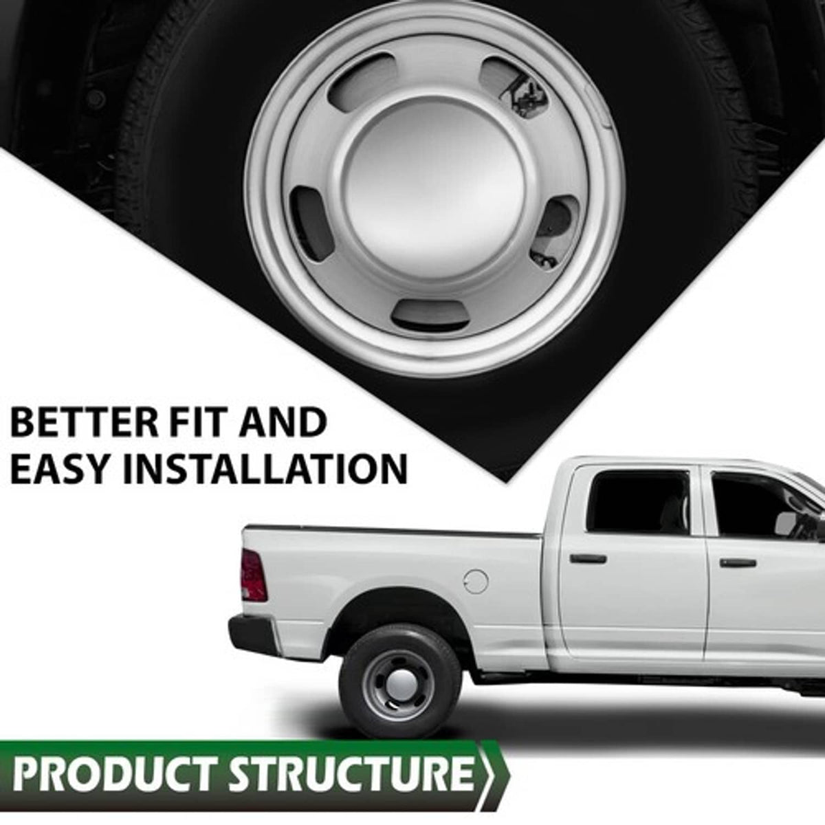 Solid Spare Fit For 2003-2017 Dodge Ram 3500 1-Ton Dually Rear Wheel Hub Center Caps Silver