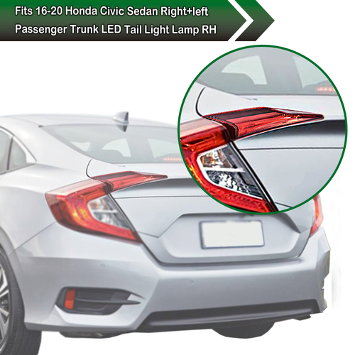 Solid Spare Fit For 2016-2020 Honda Civic Sedan Trunk Rear Tail Light Lamp Left+Right