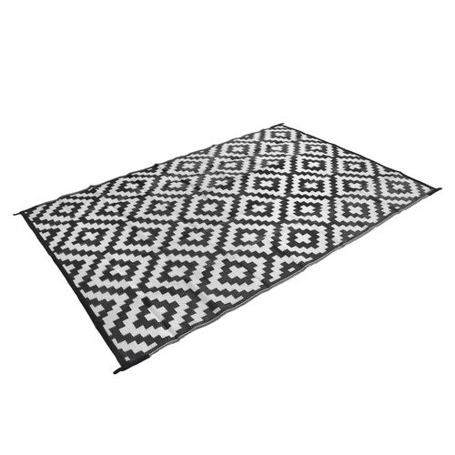 Solid Spare Outdoor Rug Outdoor Indoor RV Mat Carpet For Patio Backyard Black & White 6x9 ft