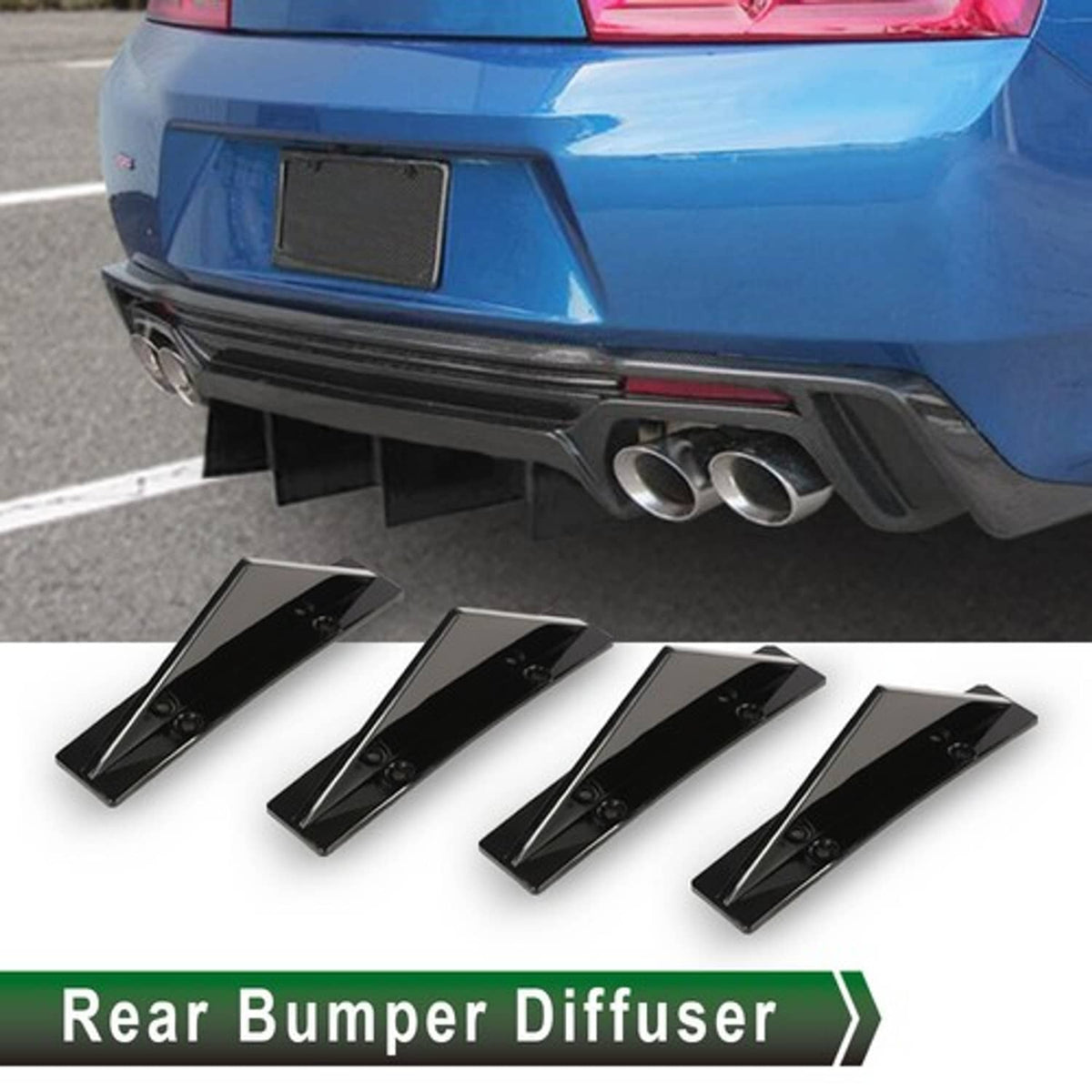 Solid Spare Rear Bumper Diffuser Lip Splitter Black Fit For 02-22 Chevrolet Chevy Camaro