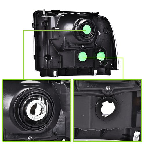 Solid Spare Fit For 1999-2004 Ford Super Duty F250 F350 Excursion Conversion Headlights