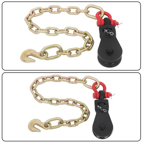 Solid Spare 2Ton 3" Sheave Snatch Block with Swivel Shackle for 3/8" Wire Rope 2ft G70 Chain