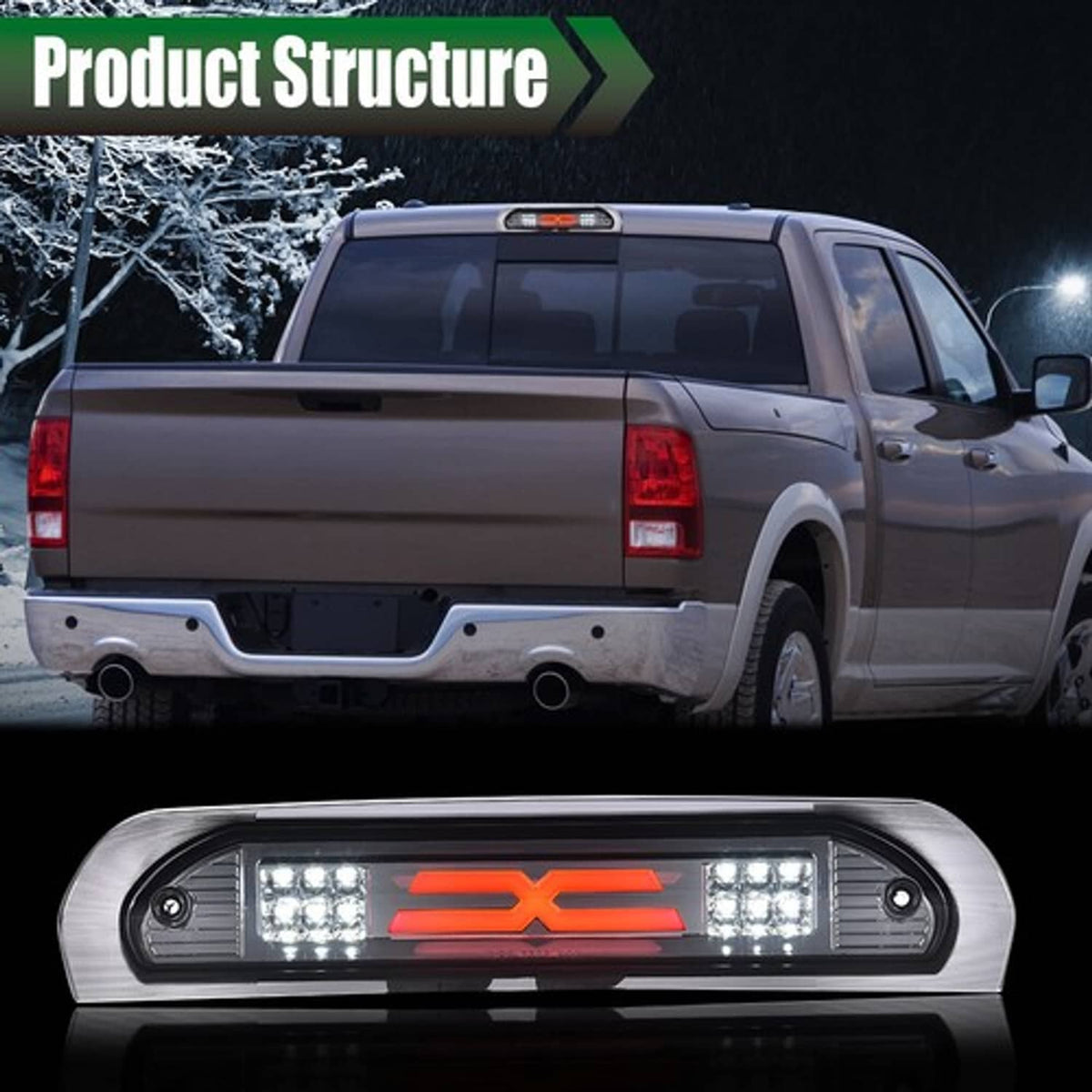Solid Spare Smoked LED 3rd Tail Light Brake Lamp Fit For 02-09 Dodge Ram 1500 2500 3500