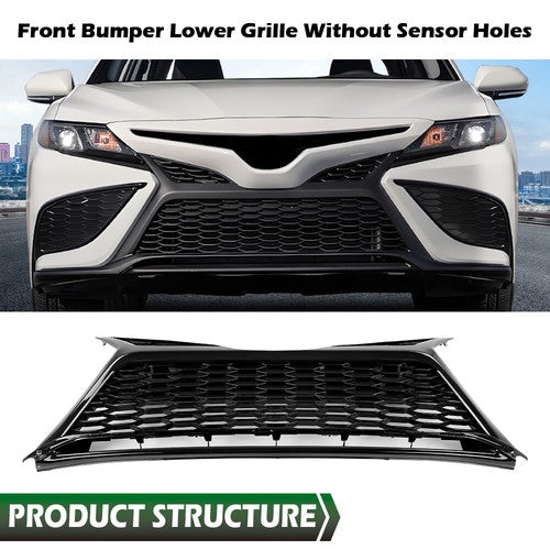 Solid Spare Fit For 2021-2023 Toyota Camry SE XSE Front Bumper Lower Grille W/O Sensor Holes