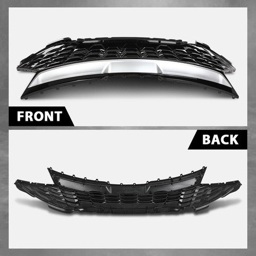Solid Spare Front Bumper Upper Grille Grill Black & Chrome Fit For 2023 2024 Kia Sportage