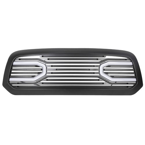 Solid Spare Front Upper Big Horn Black Grille Shell With Light For 2013-2018 Dodge Ram 1500