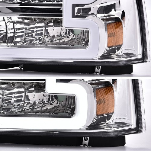Solid Spare LED DRL Headlights For 2005-2007 Ford F250 F350 F450 F550 Super Duty LH+RH Pair