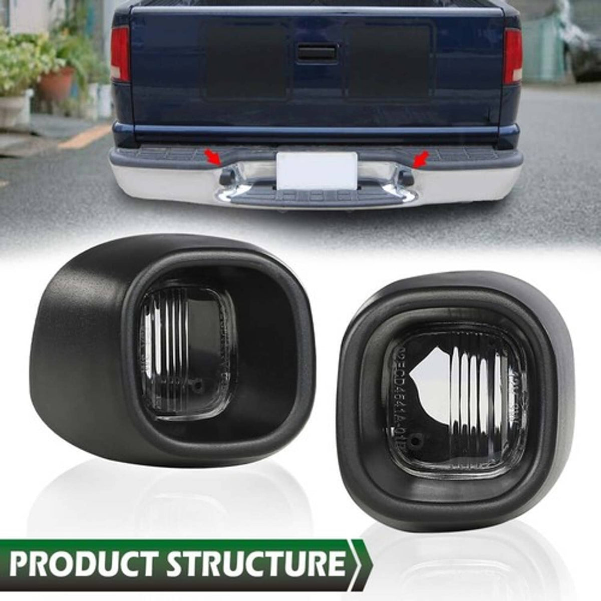 Solid Spare Fit For 98-05 Chevy S10 GMC Sonoma Rear Bumper License Plate Lights Black
