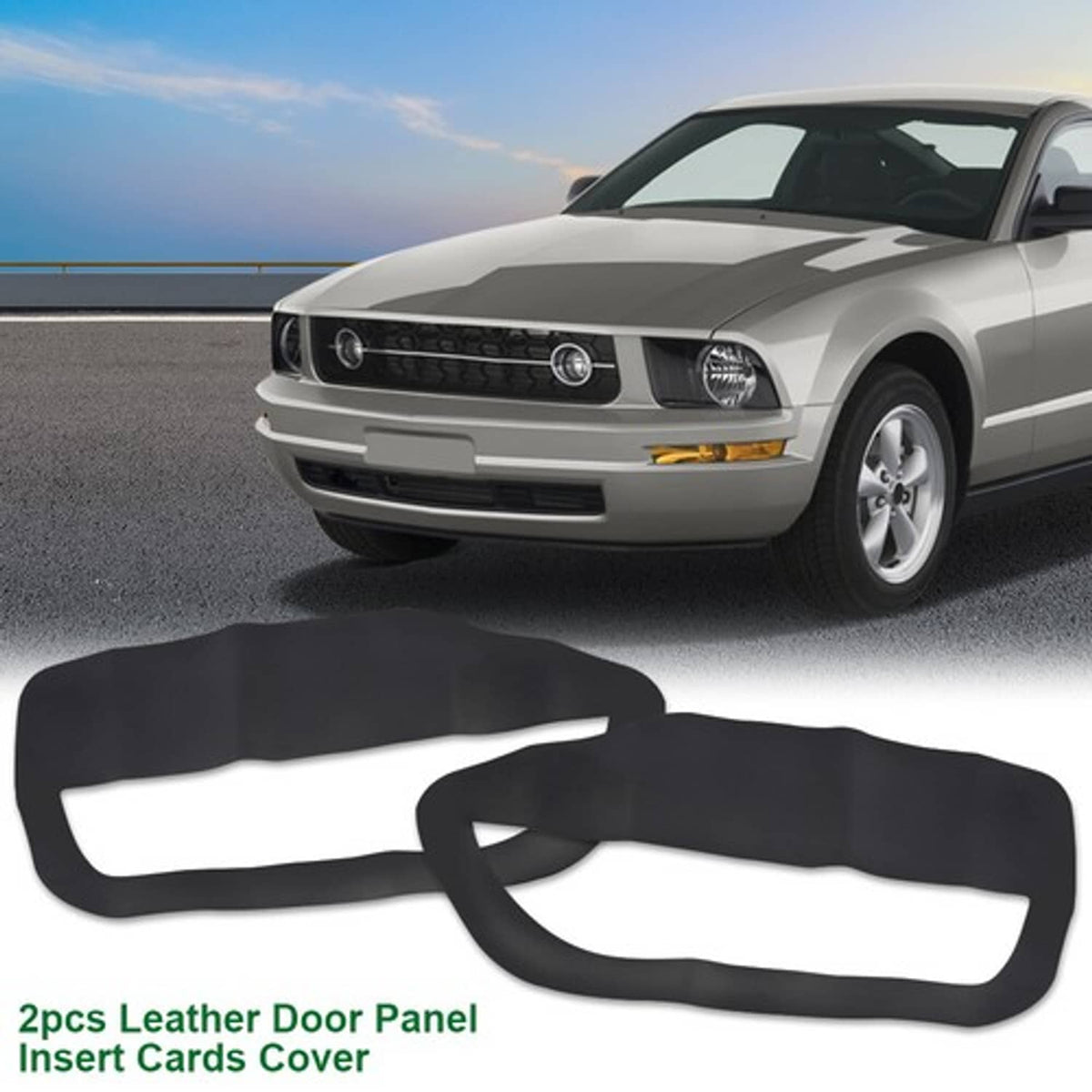 Solid Spare Fit For 05-09 Ford Mustang Door Panel Insert Card Cover Kit Leather 2Pcs