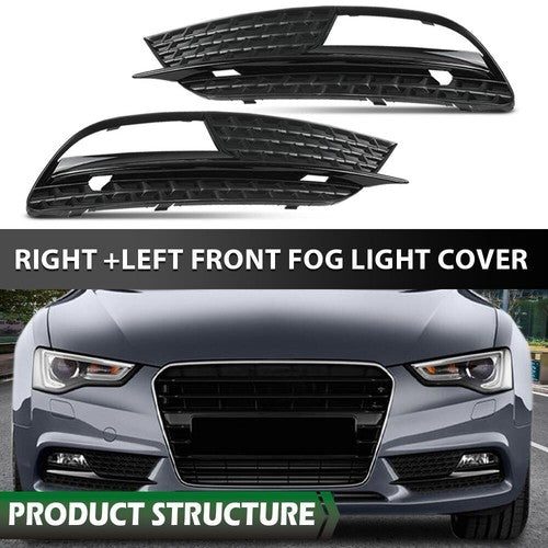 Solid Spare Front Bumper Fog Light Cover Left+Right Side Fit For 2012-2016 Audi A5 Quattro