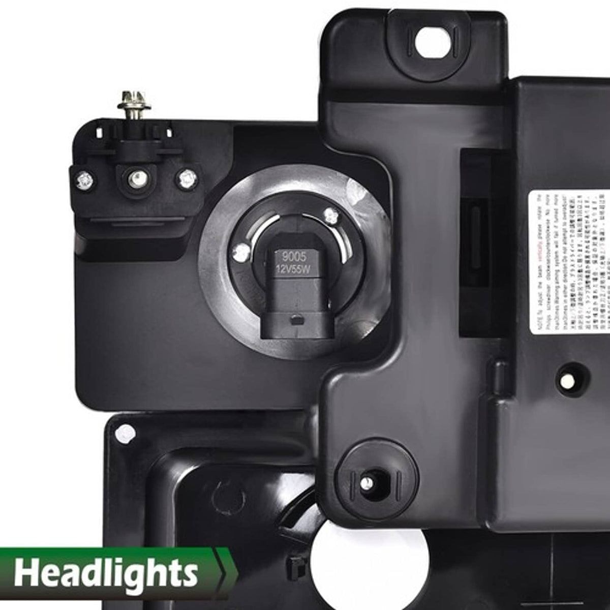 Solid Spare Fit For 1994-1998 GMC C10 C/K Sierra Clear Corner Black Headlights Bumper Lamps