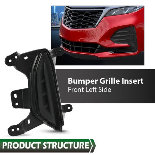 Solid Spare Fit For 22-23 Chevrolet Equinox Front Driver Left Side Bumper Grille Insert