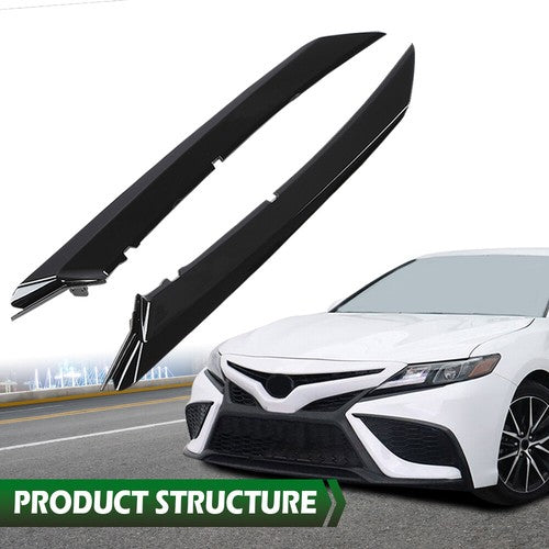 Solid Spare Fit For 18-22 Toyota Camry SE/XSE Front Bumper Headlight Trim Molding Pair