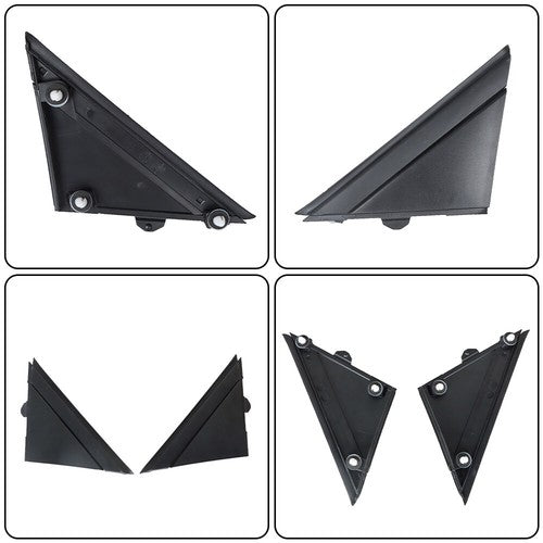 Solid Spare Left & Right Door Mirror Flag Cover Moldings Gloss Black For Fiat 500 2012-2017