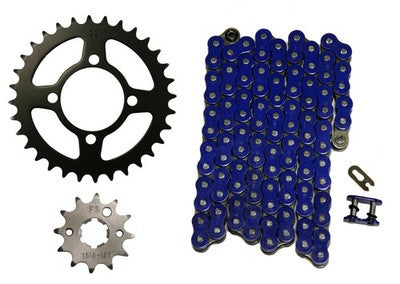 Solid Spare Blue 520x74 Drive Chain & 12/32 Sprockets for Yamaha Grizzly 125 2004-2013