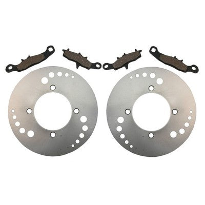 Solid Spare Both Front Disc Brake Rotors & Brake Pads for Kawasaki Prairie 700 4x4 2004-2006