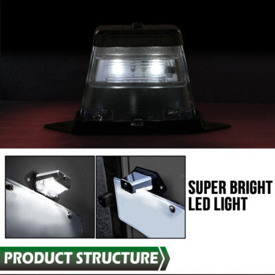 Solid Spare LED License Plate Light For Boat Trailer UTV ATV Chrome 12V DC Surface-Mount DOT