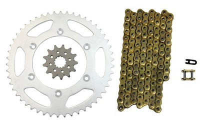 Solid Spare Gold 520x114 Drive Chain & 13/48 Sprockets for Kawasaki KX250 1999 2000 2001