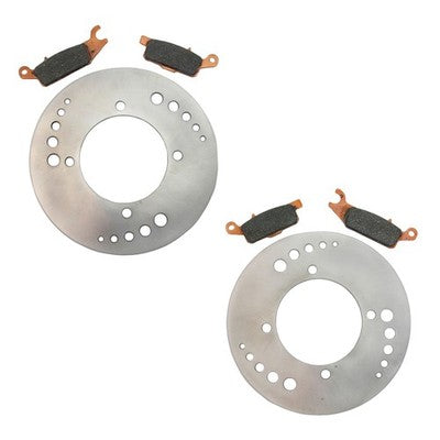Solid Spare 2 Front Disc Brake Rotors & Semi-Metallic Pads for Yamaha Kodiak 700 2016-2023