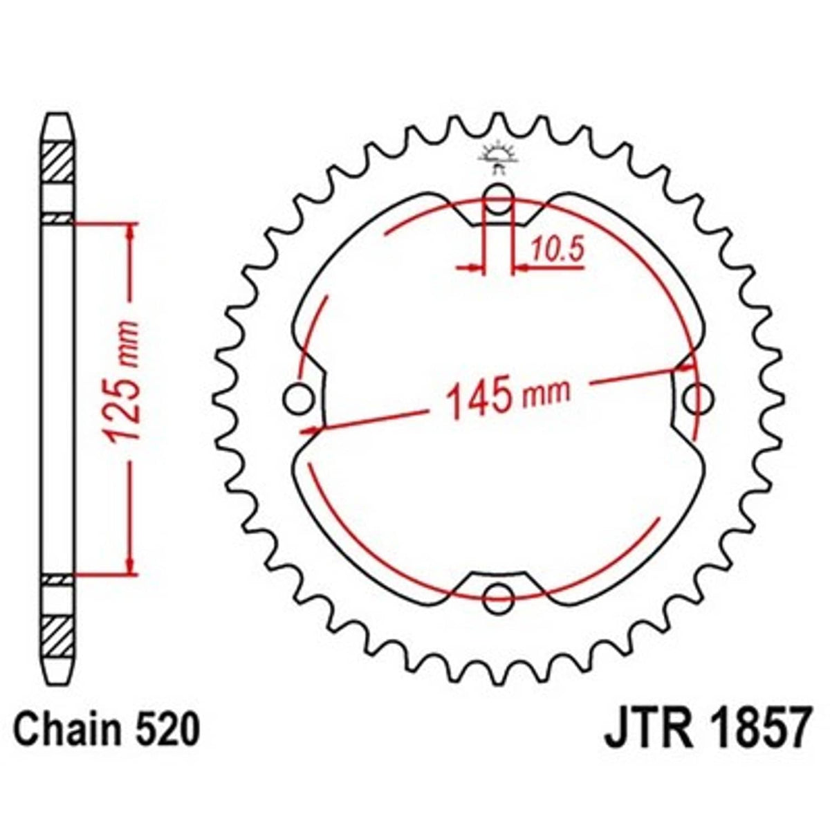 Solid Spare JT 37 Tooth Rear Steel Sprocket for Yamaha Warrior 350 & Banshee 350 1987-1988
